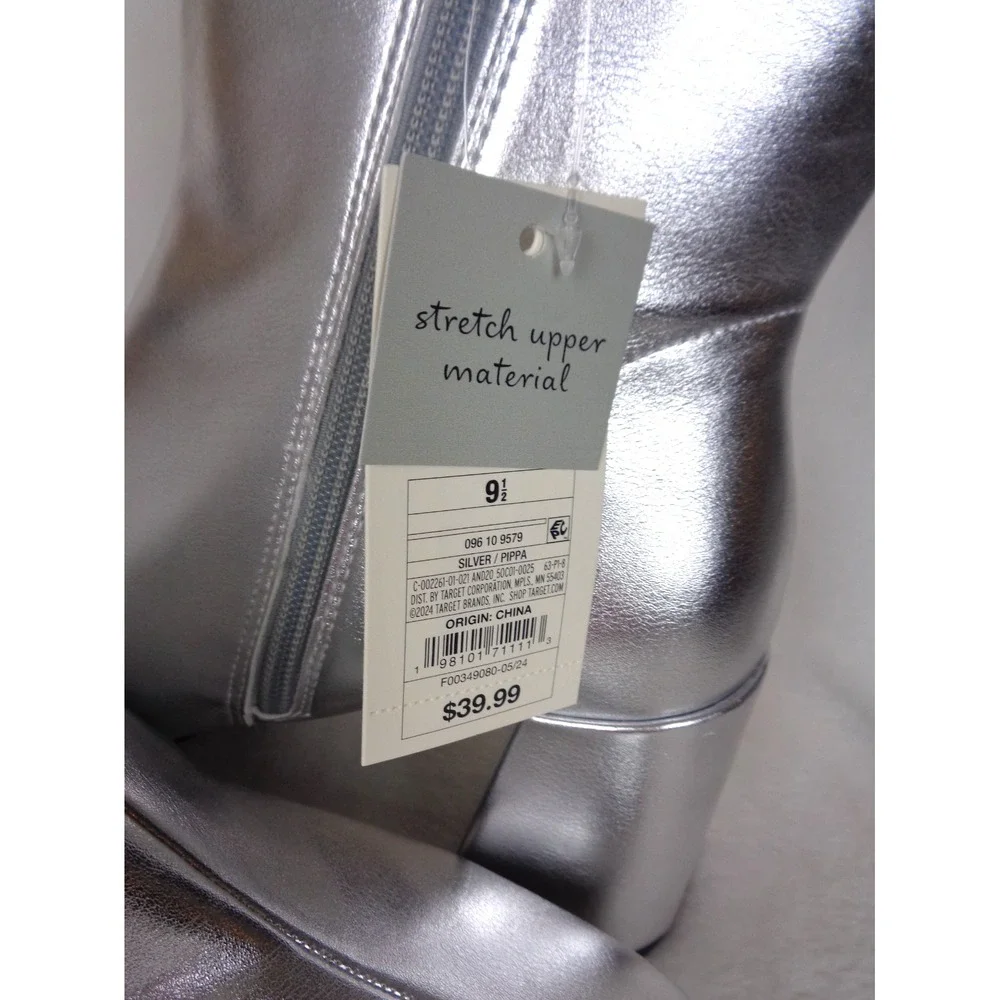 A New‎ Day Women's Pippa Stretch High Shaft Boots Size 9.5 Metallic Silver